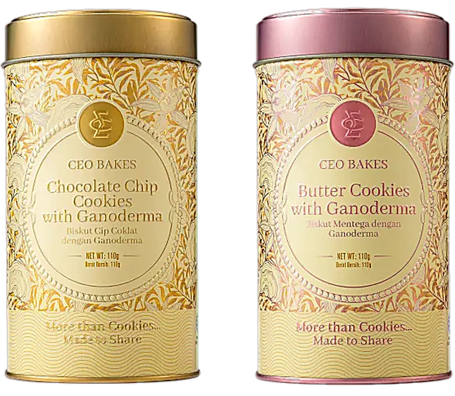 Dua Tin CEO Bakes Chocolate Chip dan Butter Cookies dengan Ganoderma