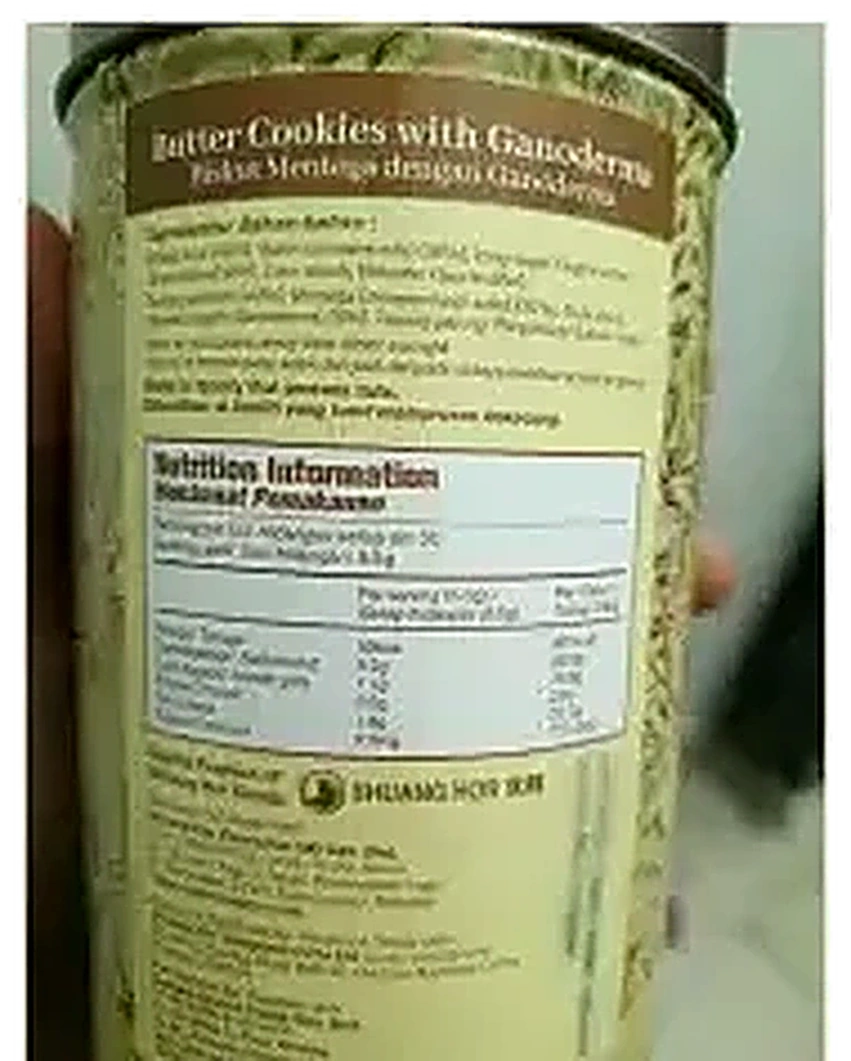 Fakta Nutrisi pada belakang tin CEO Bakes Shuang Hor